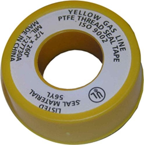 LASCO 11-1029 شريط ختم أنابيب الغاز PTFE ثقيل إضافي، 1/2 بوصة × 260 بوصة، أصفر - Image 2