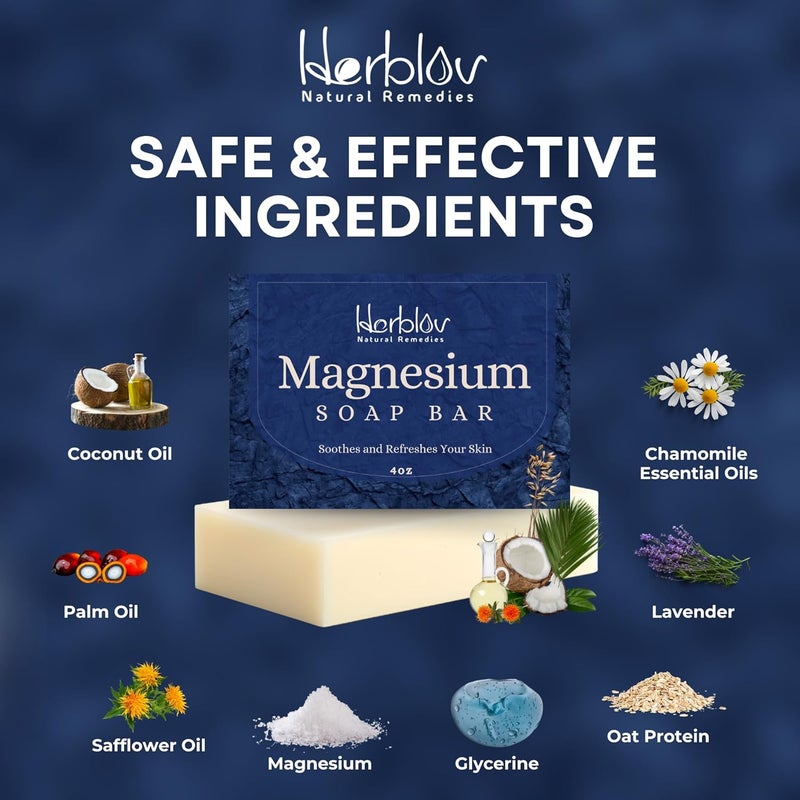 Herblov صابون المغنيسيوم من البحر الأحمر لتنظيف عميق وترطيب الجسم لصابون الاستحمام لجميع أنواع البشرة - Image 5