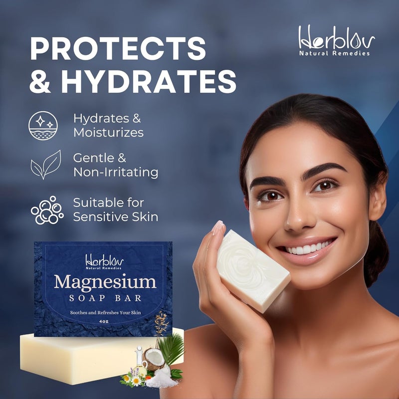 Herblov صابون المغنيسيوم من البحر الأحمر لتنظيف عميق وترطيب الجسم لصابون الاستحمام لجميع أنواع البشرة - Image 2