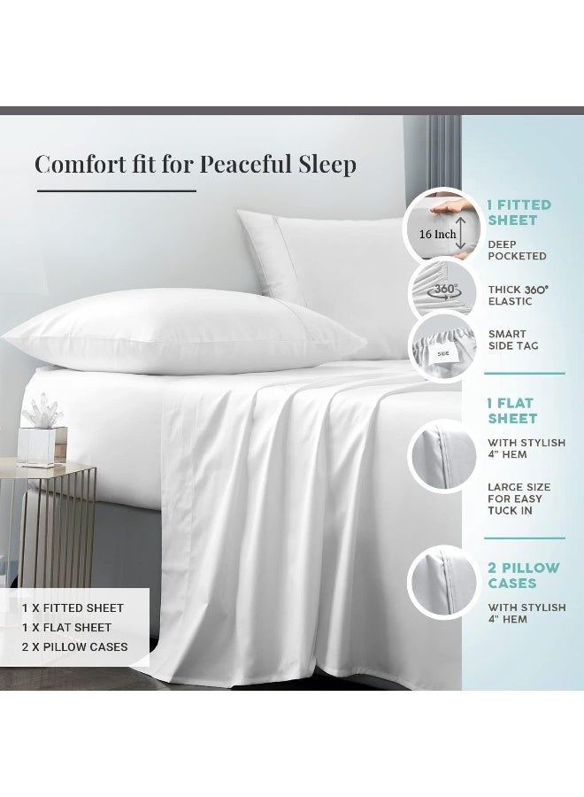 Peace Sleep Bedding - 600 Thread Count 4 Piece Egyptian Cotton RV Camper Sheets for Short Queen Bed - 16 inch Deep Pocket Cotton Fitted Sheet  - Image 3
