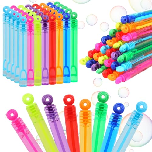 LOAVER 40 Pcs Mini Bubble Wands Bulk for Kids8 Colors Circle Assorted Bubble Sticks for Summer Outdoor Birthday Party Gifts Beach Toys Goodie Bag Fillers Class Rewards - Image 1