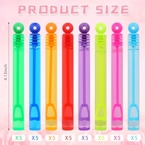 LOAVER 40 Pcs Mini Bubble Wands Bulk for Kids8 Colors Circle Assorted Bubble Sticks for Summer Outdoor Birthday Party Gifts Beach Toys Goodie Bag Fillers Class Rewards - Image 5