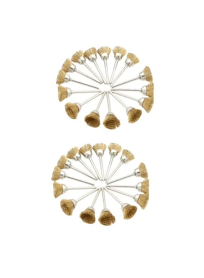 20pcs Golden Copper Wire Brush Wheel With 3mm Shank For Dremel Tools Cleaning - Image 1