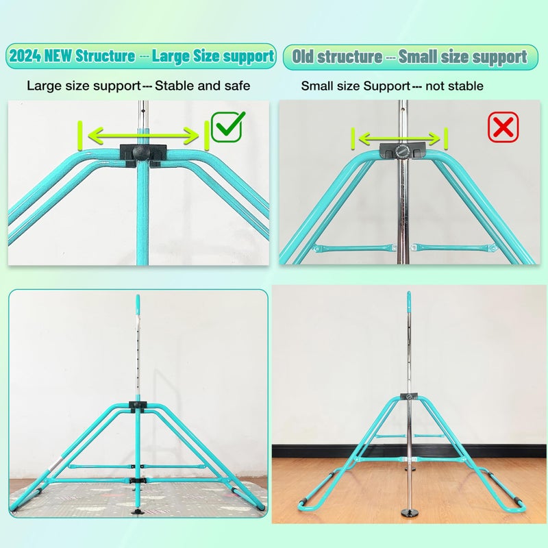 MARFULA Kip Bar Folding Gymnastic Bar with 5 FT Base Length 9 Height Levels Gymnastic Training Bar for Girls and Boys Between 3-9 Years Old at Home and Club Use - Image 2