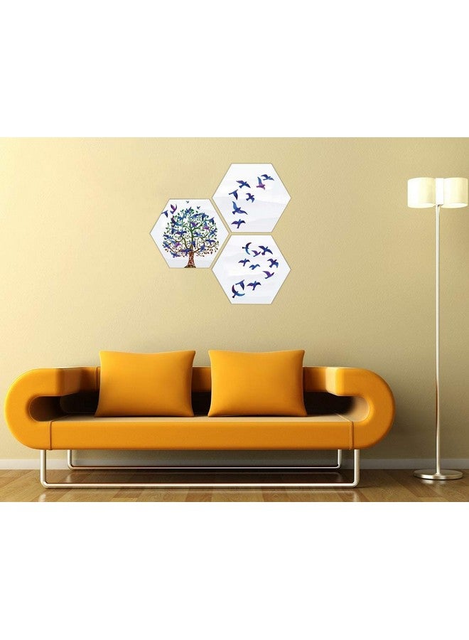 Masstone UV Laminated Print Flying Birds Over Tree Modern Wall Art, Multicolor, Birds, 21.5 x 21.5 inch, Set of 3 - Image 3