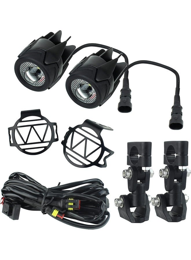 Generic Pair of Motorcycle Headlight Fog Lights with Mounting Bracket - Image 1