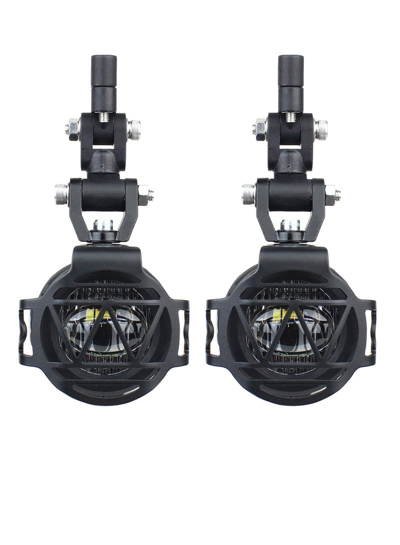 Generic Pair of Motorcycle Headlight Fog Light Safety Lamps with Fog Mount Bracket  - Image 1