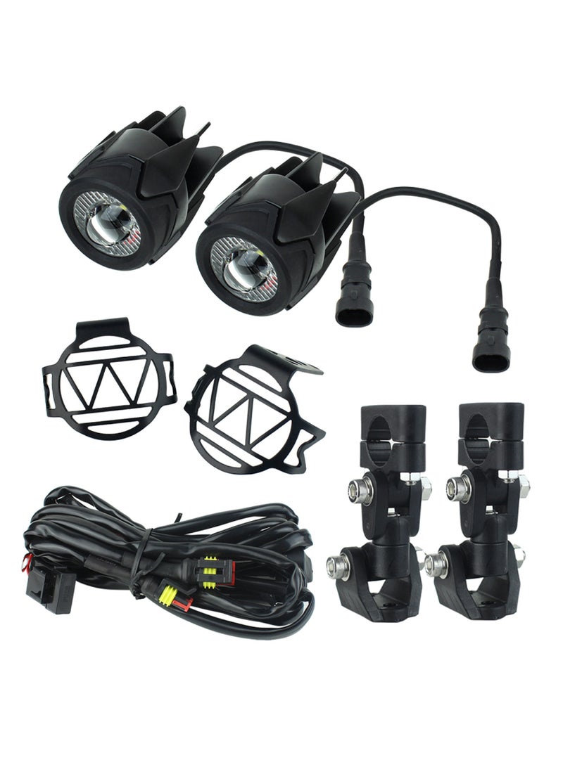 Generic Pair of Motorcycle Headlight Fog Light Safety Lamps with Fog Mount Bracket  - Image 2