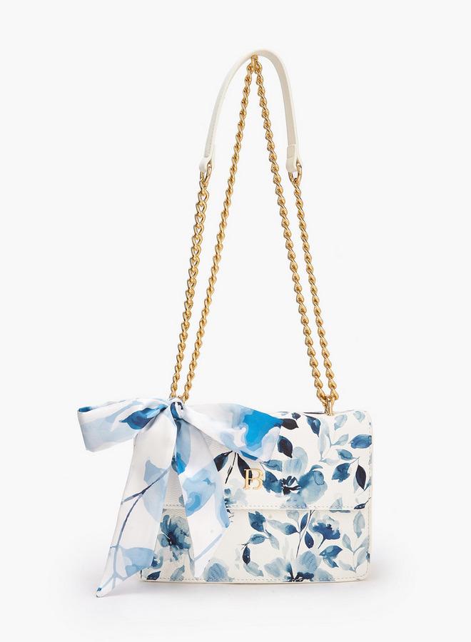 Flora Bella By Shoexpress Flora Bella Floral Print Crossbody Bag with Scarf Detail - Image 1