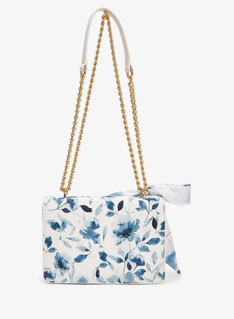Flora Bella By Shoexpress BLUE Flora Bella Floral Print Crossbody Bag with Scarf Detail for Women | Best Price UAE
