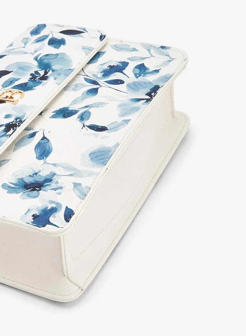 Flora Bella By Shoexpress BLUE Flora Bella Floral Print Crossbody Bag with Scarf Detail for Women | Best Price UAE