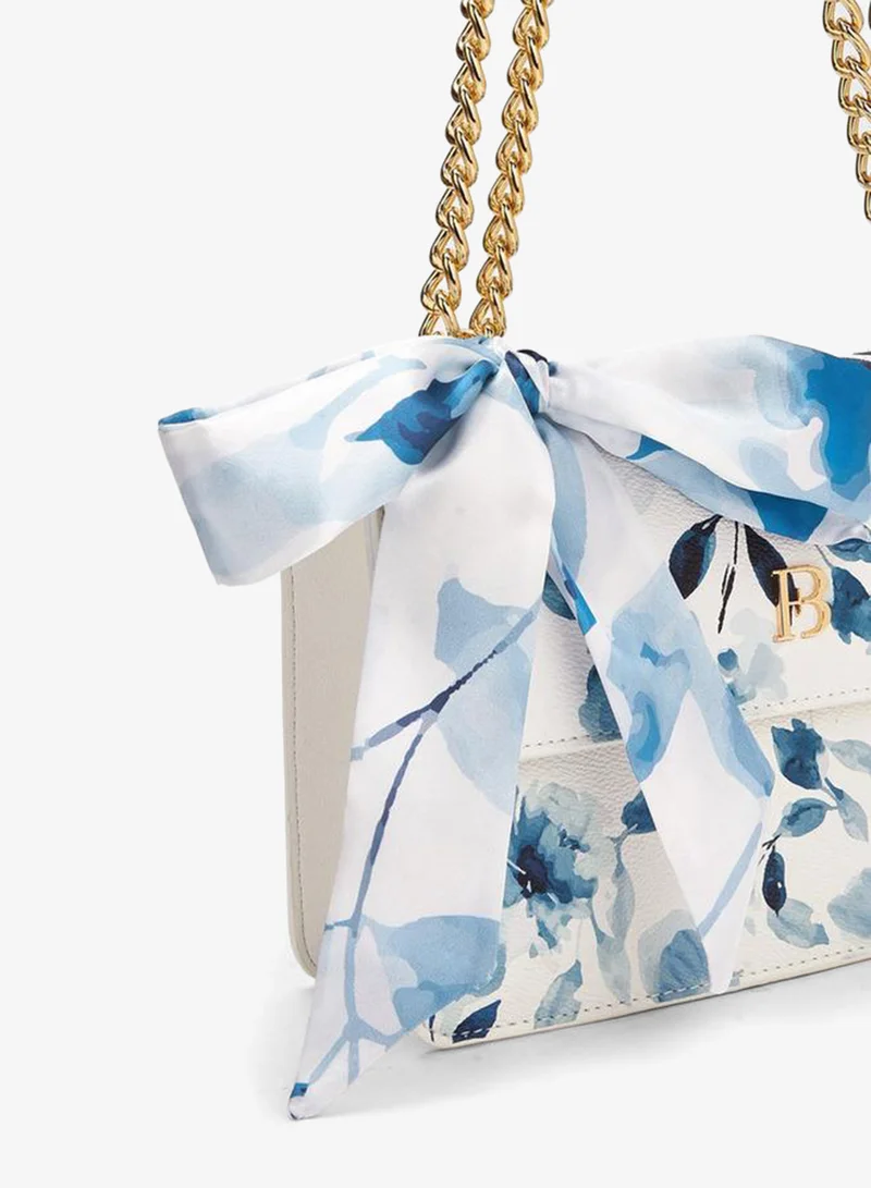 Flora Bella By Shoexpress BLUE Flora Bella Floral Print Crossbody Bag with Scarf Detail for Women | Best Price UAE