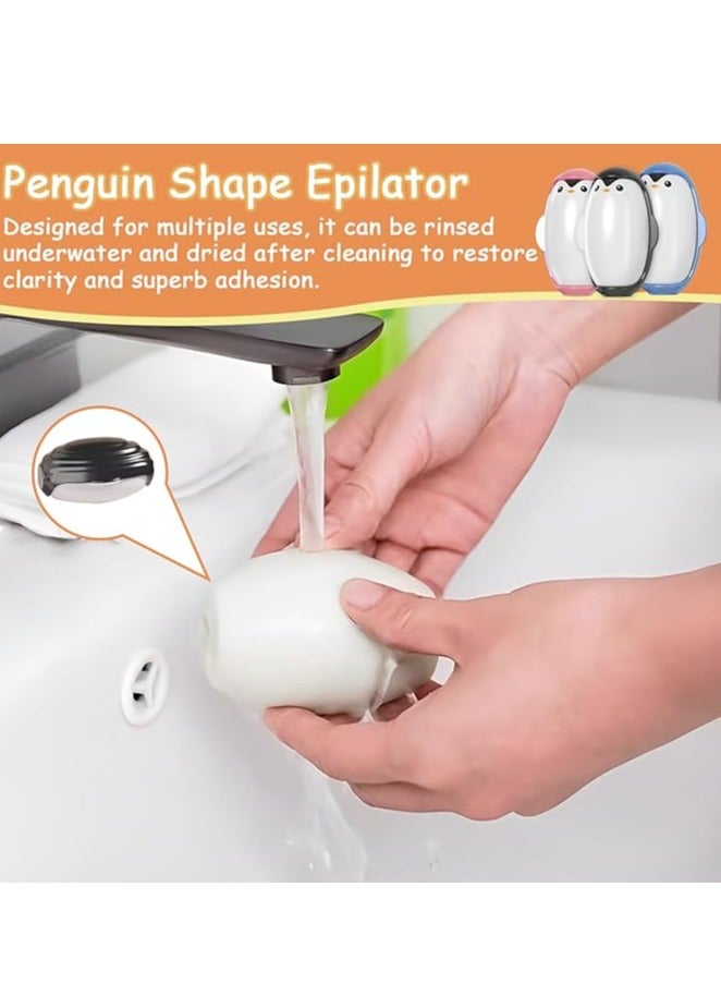 عبوة من 3 كرات لإزالة الوبر قابلة لإعادة الاستخدام على شكل بطريق، أداة إزالة شعر البطريق، مزيل الوبر اللاصق على شكل بطريق، بكرة إزالة شعر البطريق اللزجة، بكرة إزالة الوبر اللطيفة على شكل بطريق للحيوانات الأليفة، مزيل شعر الحيوانات الأليفة على شكل بطريق - Image 2