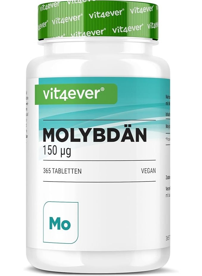 Vit4ever Molybdenum 150 µg – 365 Tablets – 12-Month Supply – Pure Sodium Molybdate – Essential Trace Element – High Dose – Vegan, supports vital enzymes in the body and enhances natural detoxification processes - Image 1