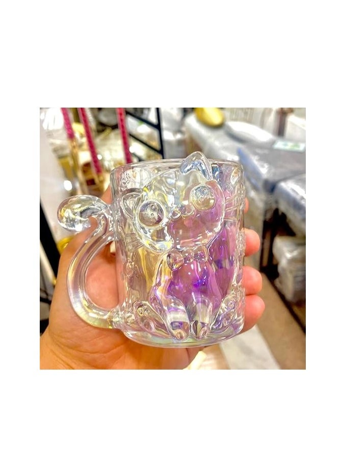Generic - Glass Mug Cute Cat (Lucy) Shape Colorful Mug For Hot And Cold Drinks - Image 1