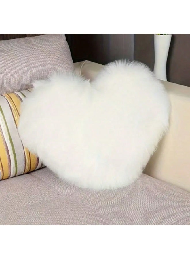 Luxury Heart Shaped Faux Fur Decorative Throw Pillow – Ultra Soft Plush Fluffy Cushion for Sofa, Bed and Chair – Romantic Home Decor Accent Pillow for Bedroom, Living Room and Gift Decoration - Image 3