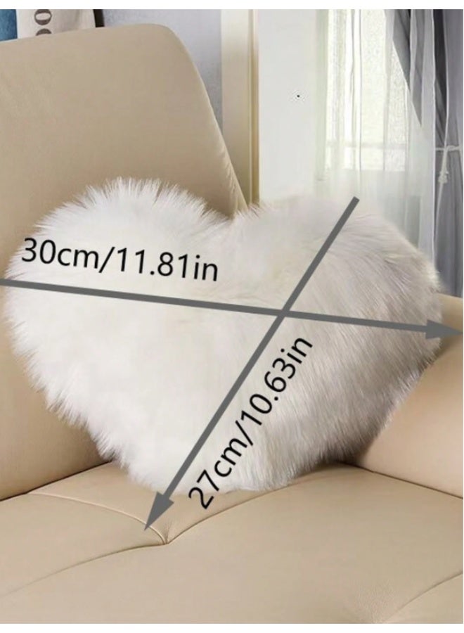 Luxury Heart Shaped Faux Fur Decorative Throw Pillow – Ultra Soft Plush Fluffy Cushion for Sofa, Bed and Chair – Romantic Home Decor Accent Pillow for Bedroom, Living Room and Gift Decoration - Image 2