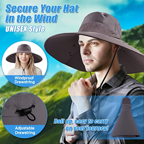 Joyblossom Super Wide Brim Fishing Hat UPF 50+ Sun Safari Hat with Removable Neck Face Flap (Dark Grey) - Image 4