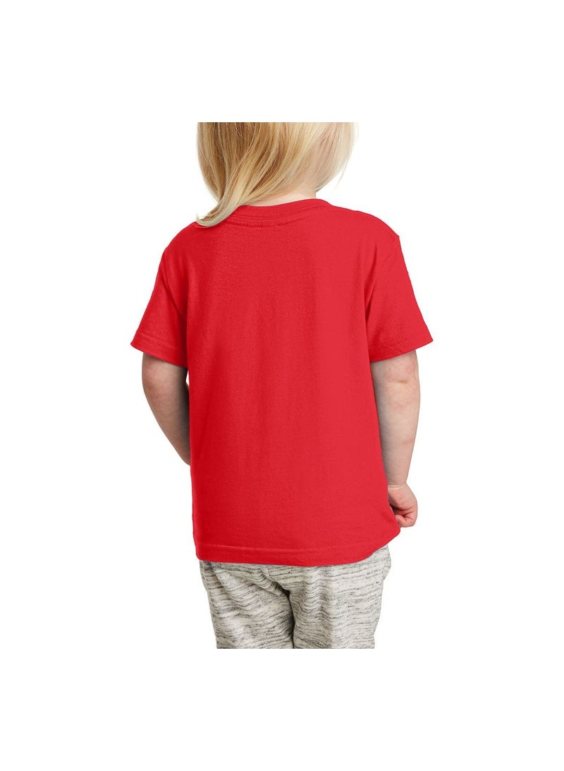 Christmas Emoji Kids Red T-Shirt For Girls–Soft Cotton Round Neck Short Sleeve T-Shirt With Smiley Face Emoji–Great For Parties