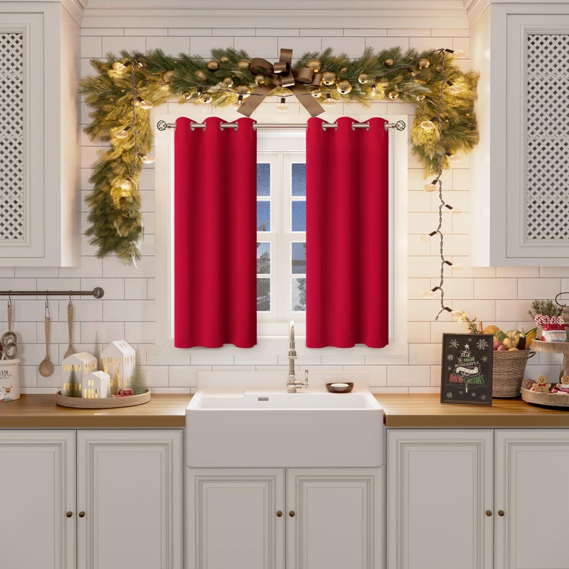 BGment Room Darkening Curtains 72 Inches Long - Grommet Thermal Insulated Drapes Window Treatment Curtains for Bedroom  2 Panels  42 x 72 Inch  Red - Image 2