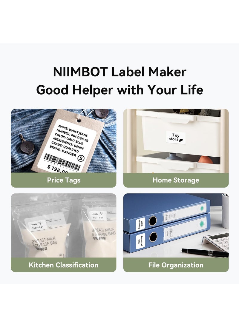 NIIMBOT - B1 Wireless Bluetooth Label Printer with 1 Roll 50*30mm White Label Sticker and USB Cable, Portable Inkless Thermal Label Maker, Great for Supermarket, Retail Store and Home Printing Barcodes - Image 1