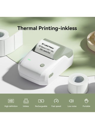 B1 Wireless Bluetooth Label Printer with 1 Roll 50*30mm White Label Sticker and USB Cable, Portable Inkless Thermal Label Maker, Great for Supermarket, Retail Store and Home Printing Barcodes - view 5