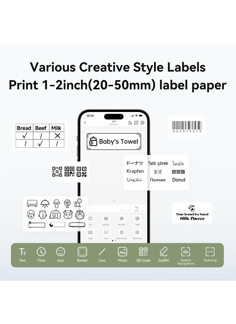 NIIMBOT - B1 Wireless Bluetooth Label Printer with 1 Roll 50*30mm White Label Sticker and USB Cable, Portable Inkless Thermal Label Maker, Great for Supermarket, Retail Store and Home Printing Barcodes - Image 1