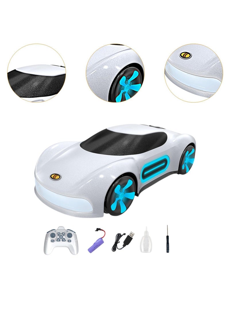 DIGI CORE Dual Remote Control Car, Rc Cars Stunt RC Car Toys New Upgraded Strip Lights And Headlights Car Toys Double-Sided 360° Rotating 4WD Rc Drift Truck For Boys Girls Birthday Gift Cool Lighting Spray Sports Cars White  - Image 2