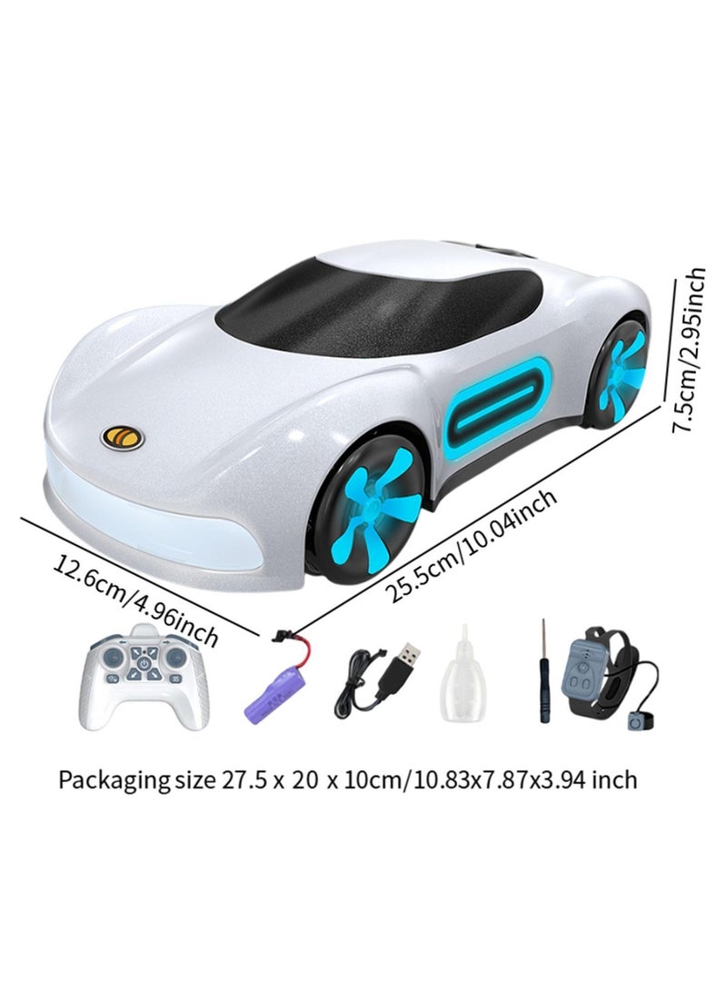 DIGI CORE Dual Remote Control Car, Rc Cars Stunt RC Car Toys New Upgraded Strip Lights And Headlights Car Toys Double-Sided 360° Rotating 4WD Rc Drift Truck For Boys Girls Birthday Gift Cool Lighting Spray Sports Cars White  - Image 3
