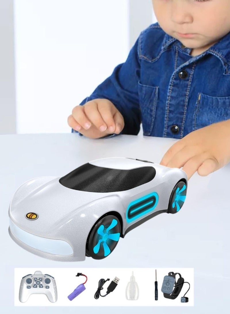 DIGI CORE Dual Remote Control Car, Rc Cars Stunt RC Car Toys New Upgraded Strip Lights And Headlights Car Toys Double-Sided 360° Rotating 4WD Rc Drift Truck For Boys Girls Birthday Gift Cool Lighting Spray Sports Cars White  - Image 4