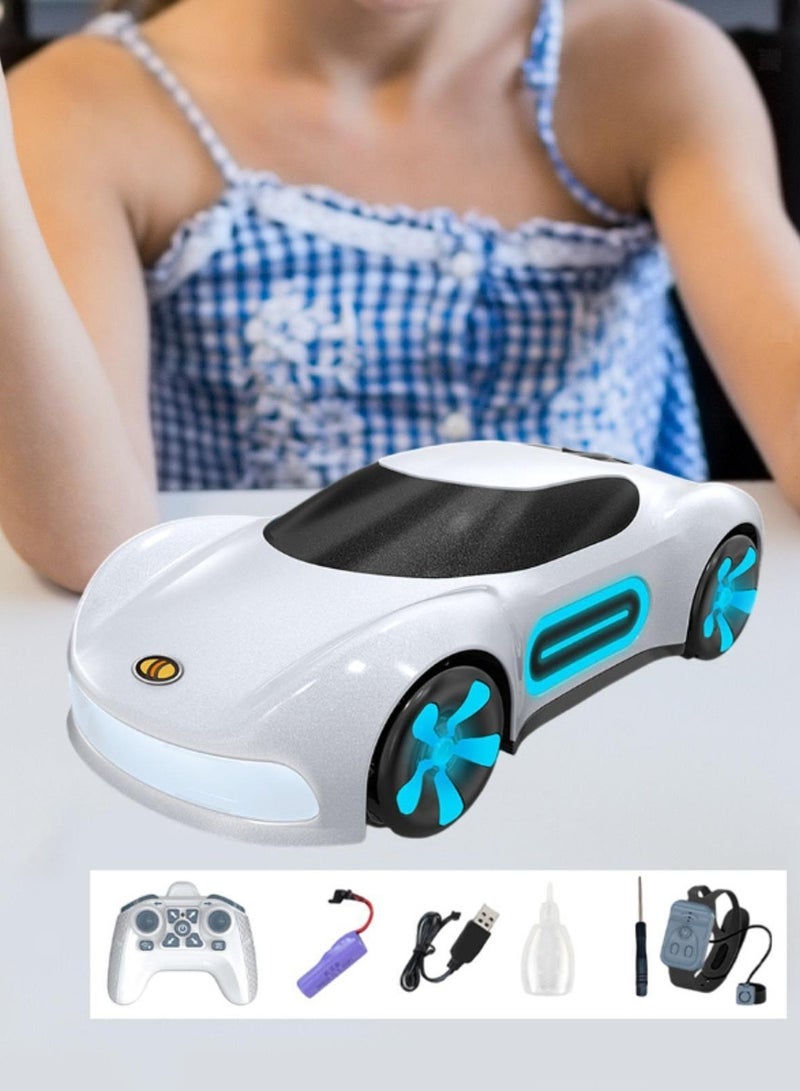 DIGI CORE Dual Remote Control Car, Rc Cars Stunt RC Car Toys New Upgraded Strip Lights And Headlights Car Toys Double-Sided 360° Rotating 4WD Rc Drift Truck For Boys Girls Birthday Gift Cool Lighting Spray Sports Cars White  - Image 5