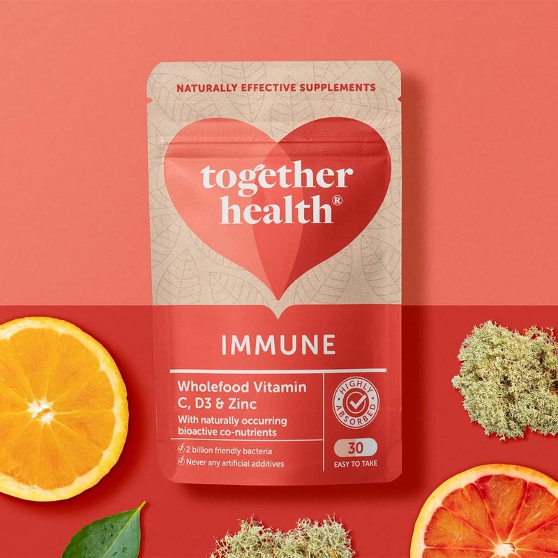 Together مكمل دعم المناعة من توغذر هيلث مغذيات الطعام الكامل فيتامين C زنك سيلينيوم بكتيريا حية صديقة للنباتيين صنع في المملكة المتحدة 30 كبسولة نباتية - Image 4