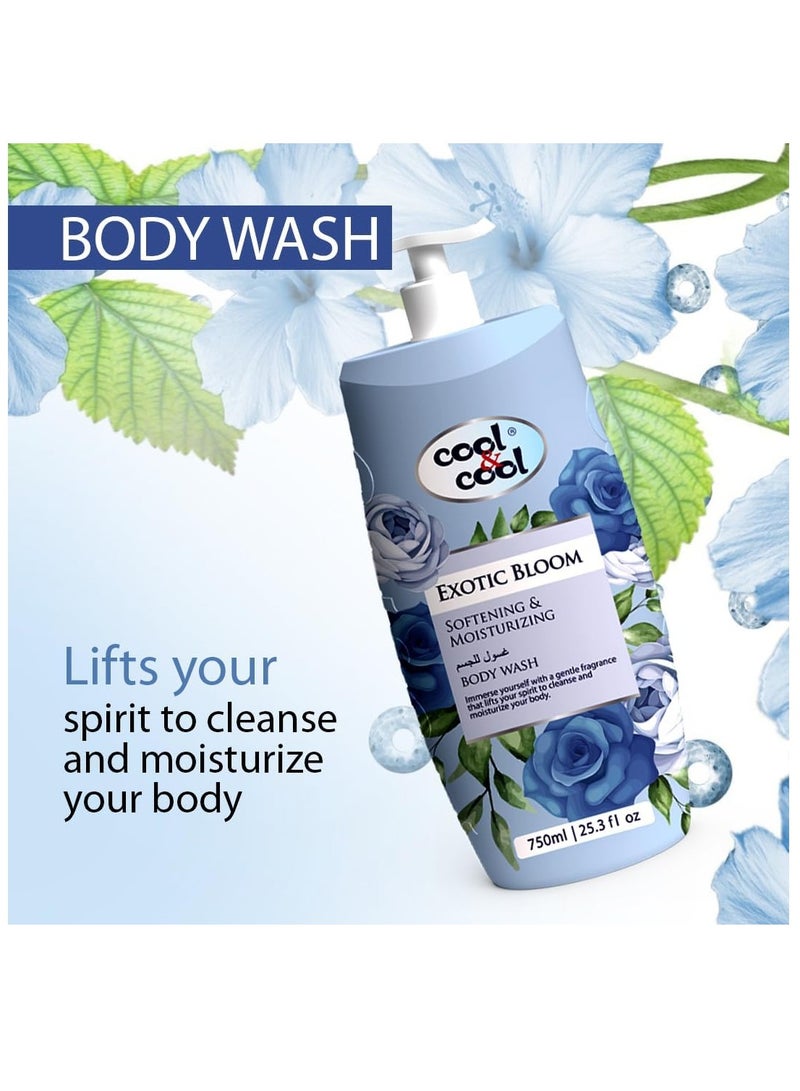 كول اند كول غسول الجسم كول آند كول إكزوتيك بلوم 750 مل - فيتامين هـ، مضاد للبكتيريا، تنعيم البشرة، ترطيب - Image 2