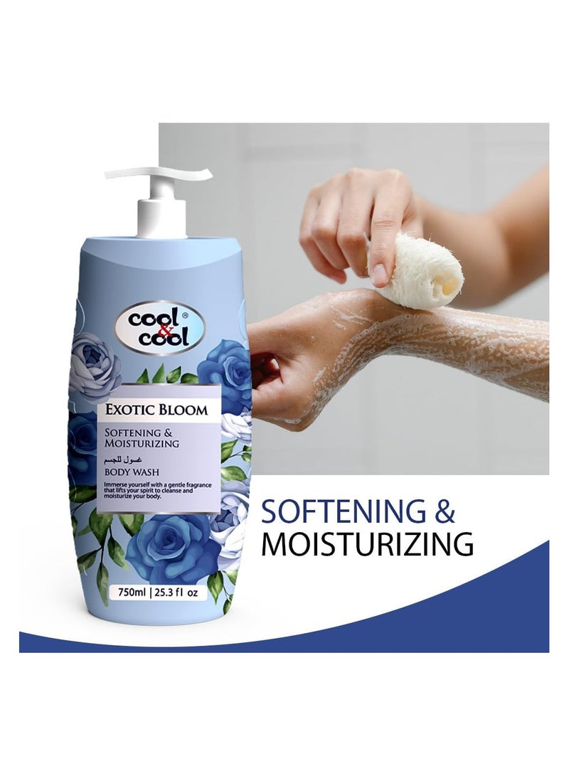 كول اند كول غسول الجسم كول آند كول إكزوتيك بلوم 750 مل - فيتامين هـ، مضاد للبكتيريا، تنعيم البشرة، ترطيب - Image 4