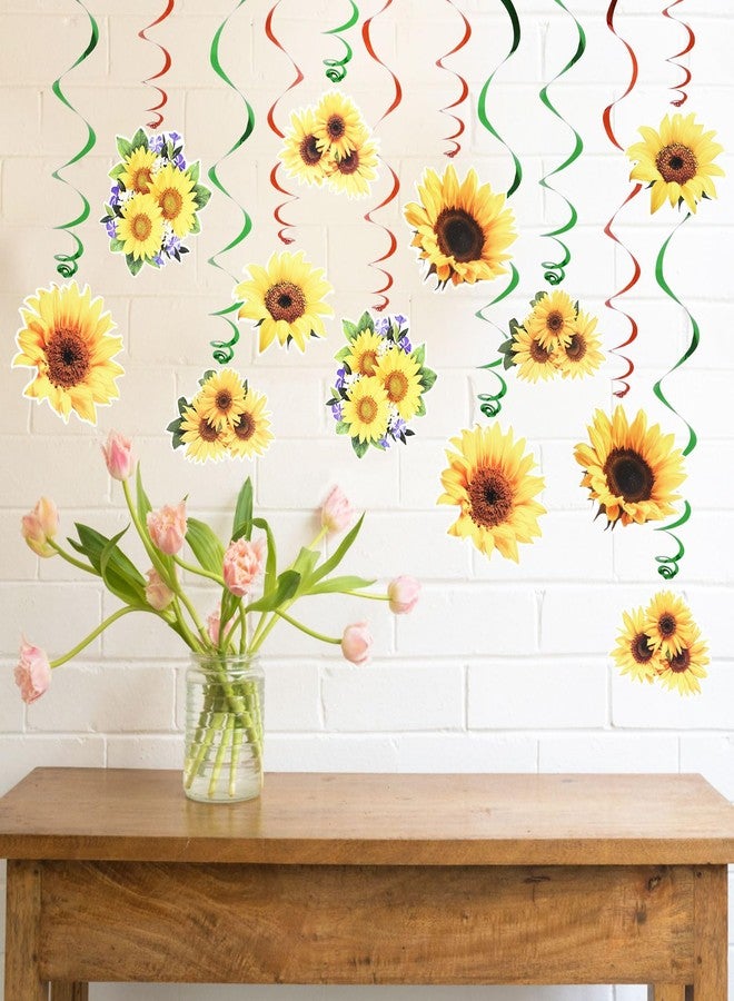 JOFONY 36 PCS Sunflower Hanging Swirls,6 Styles Sunflower Decorations Party Supplies Sun Flowers Party Foil Swirls Ceiling Wall Decor for Birthday Summer Themed Party Baby Shower Favor Supplies - Image 5