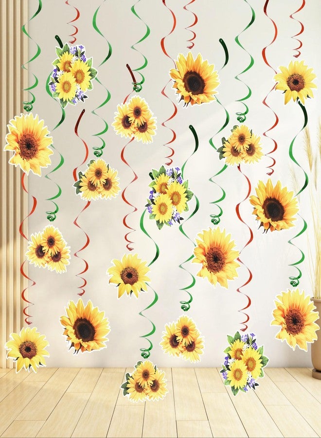 JOFONY 36 PCS Sunflower Hanging Swirls,6 Styles Sunflower Decorations Party Supplies Sun Flowers Party Foil Swirls Ceiling Wall Decor for Birthday Summer Themed Party Baby Shower Favor Supplies - Image 1