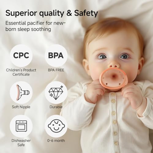 Garkoko Baby Pacifiers 0-6 Months, BPA-Free Silicone Nipple, Lightweight One-Piece Design, Set of 4, with a Pacifier Chain & Pacifier Case - Image 2