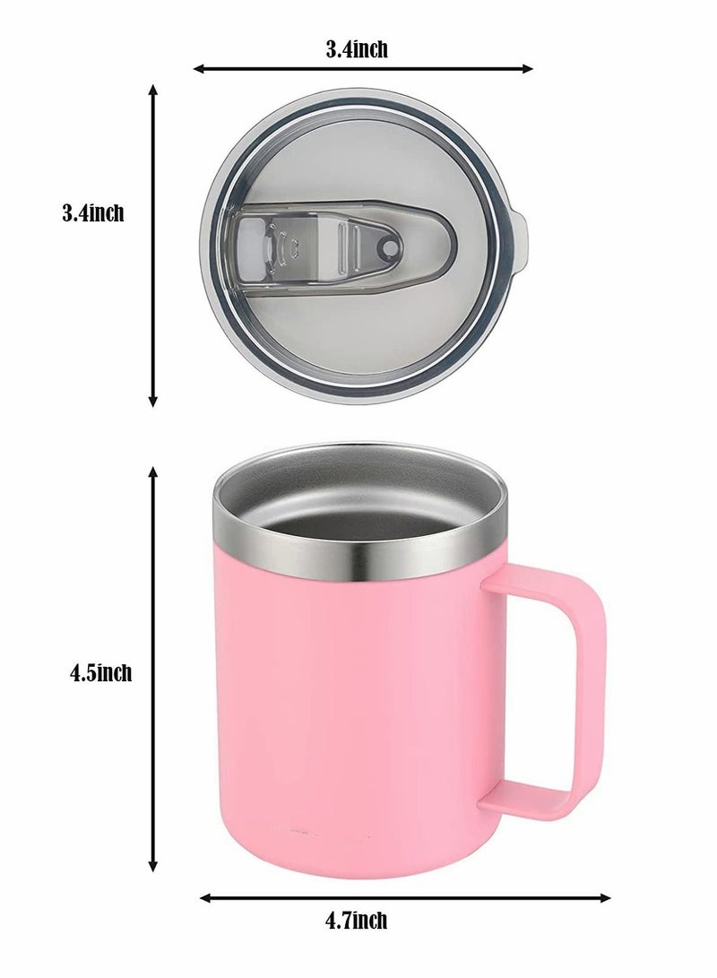 Y&D Coffee Mug, 12 Oz Stainless Steel Insulated Mug with Handle, Double Wall Vacuum Travel Tumbler Cup Sliding Lid, for Hot and Cold Drinks Tea (Pink)  - Image 4