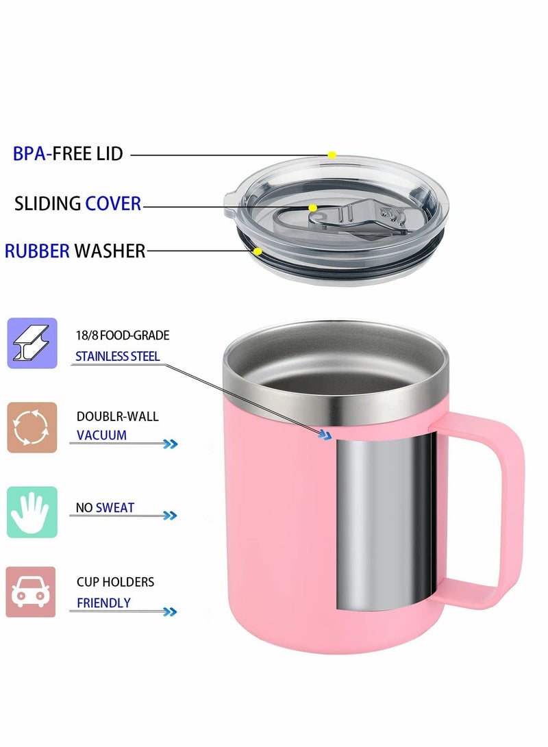 Y&D Coffee Mug, 12 Oz Stainless Steel Insulated Mug with Handle, Double Wall Vacuum Travel Tumbler Cup Sliding Lid, for Hot and Cold Drinks Tea (Pink)  - Image 3