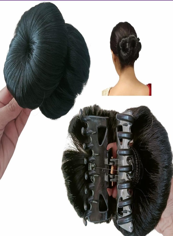 كعكة شعر جودا صناعية من فلاي سيلز® مع مشبك، إكسسوارات شعر، وصلات شعر، شعر مستعار، شعر جودا للنساء والفتيات، أسود طبيعي (أسود) - Image 2