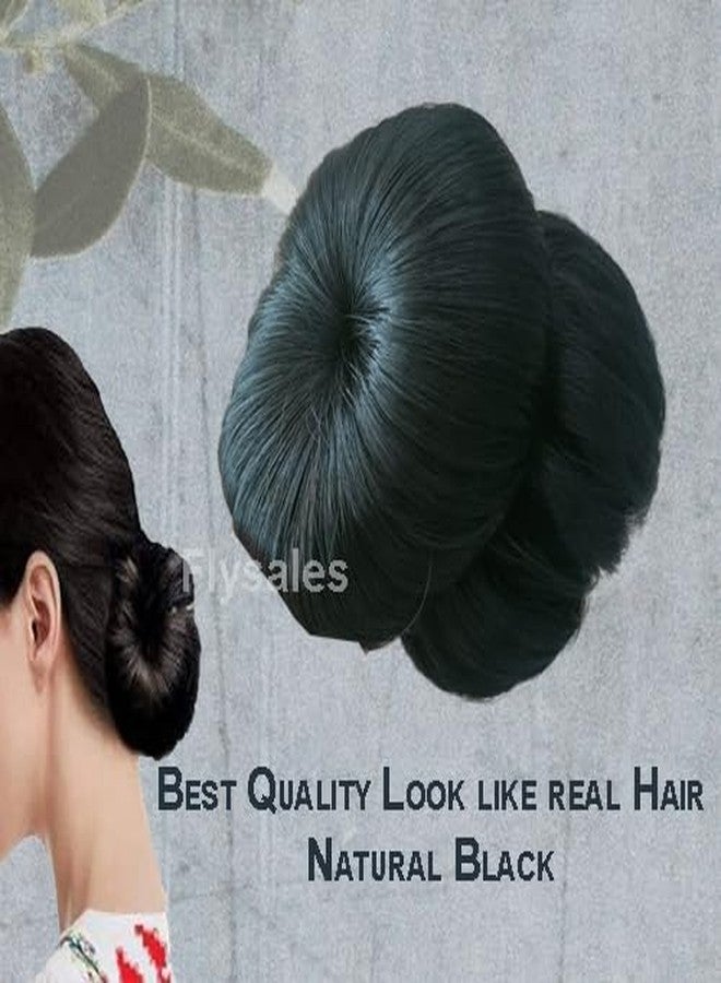 كعكة شعر جودا صناعية من فلاي سيلز® مع مشبك، إكسسوارات شعر، وصلات شعر، شعر مستعار، شعر جودا للنساء والفتيات، أسود طبيعي (أسود) - Image 1
