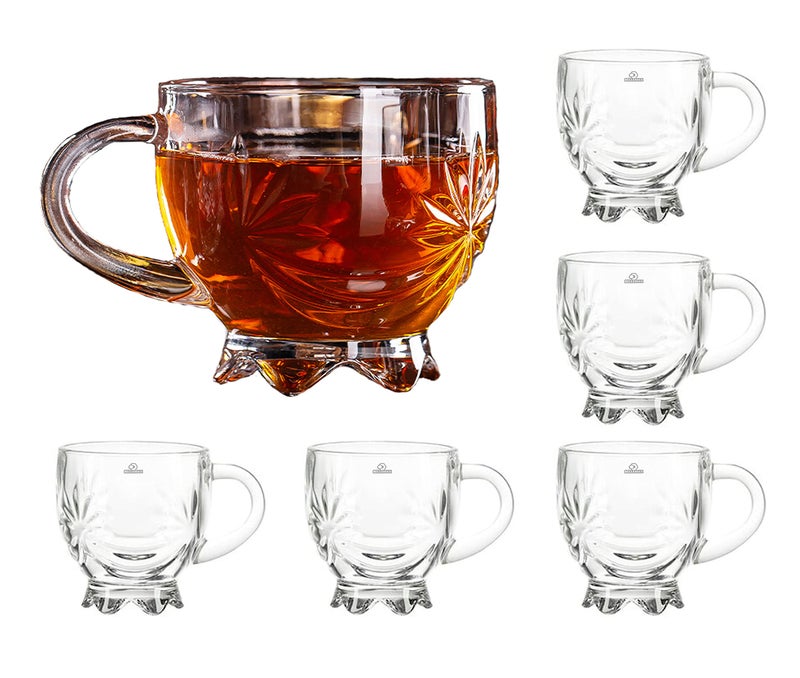 bellemax 200 ML Tea and Coffee Cup Glass Mug, Used for Tea, Coffee, Green Tea, Lemon Tea Cup Set of (6) - Image 1