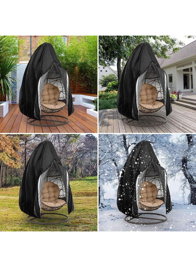 Chair Cover Anti-Dust Hanging Egg Chair Waterproof Anti UV Sun Rattan Seat Furniture Protector 210D Oxford with Zipper for Outdoor Swing Chair (Black)  - Image 3