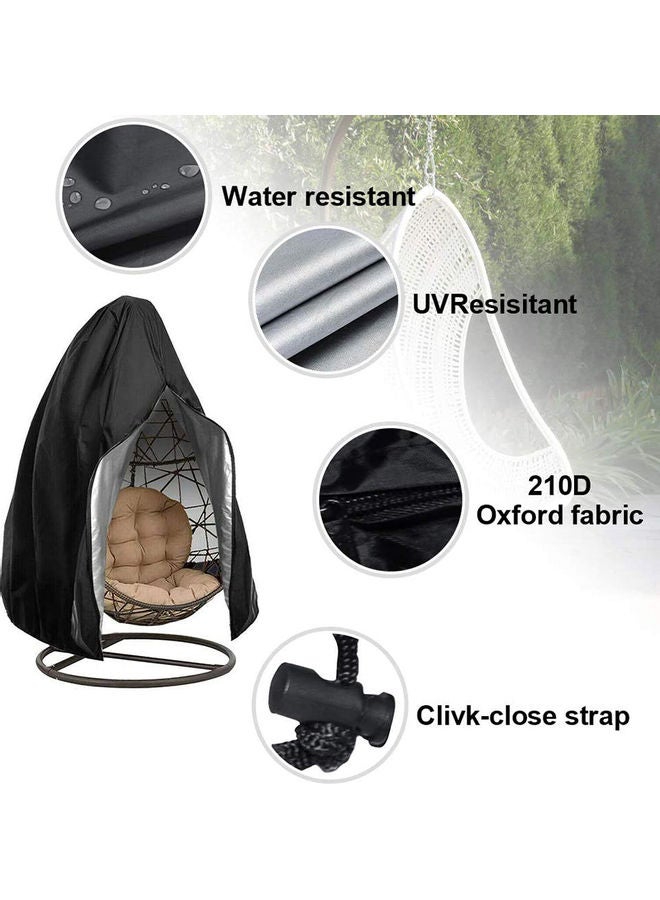 Chair Cover Anti-Dust Hanging Egg Chair Waterproof Anti UV Sun Rattan Seat Furniture Protector 210D Oxford with Zipper for Outdoor Swing Chair (Black)  - Image 4
