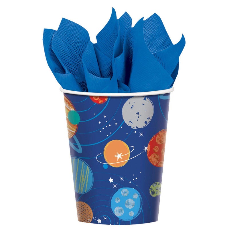 Amscan Blast Off Birthday Cups - 9 oz. (Pack of 8) - Space Themed Celebration Drinkware - Perfect for Kids' Parties - Image 1