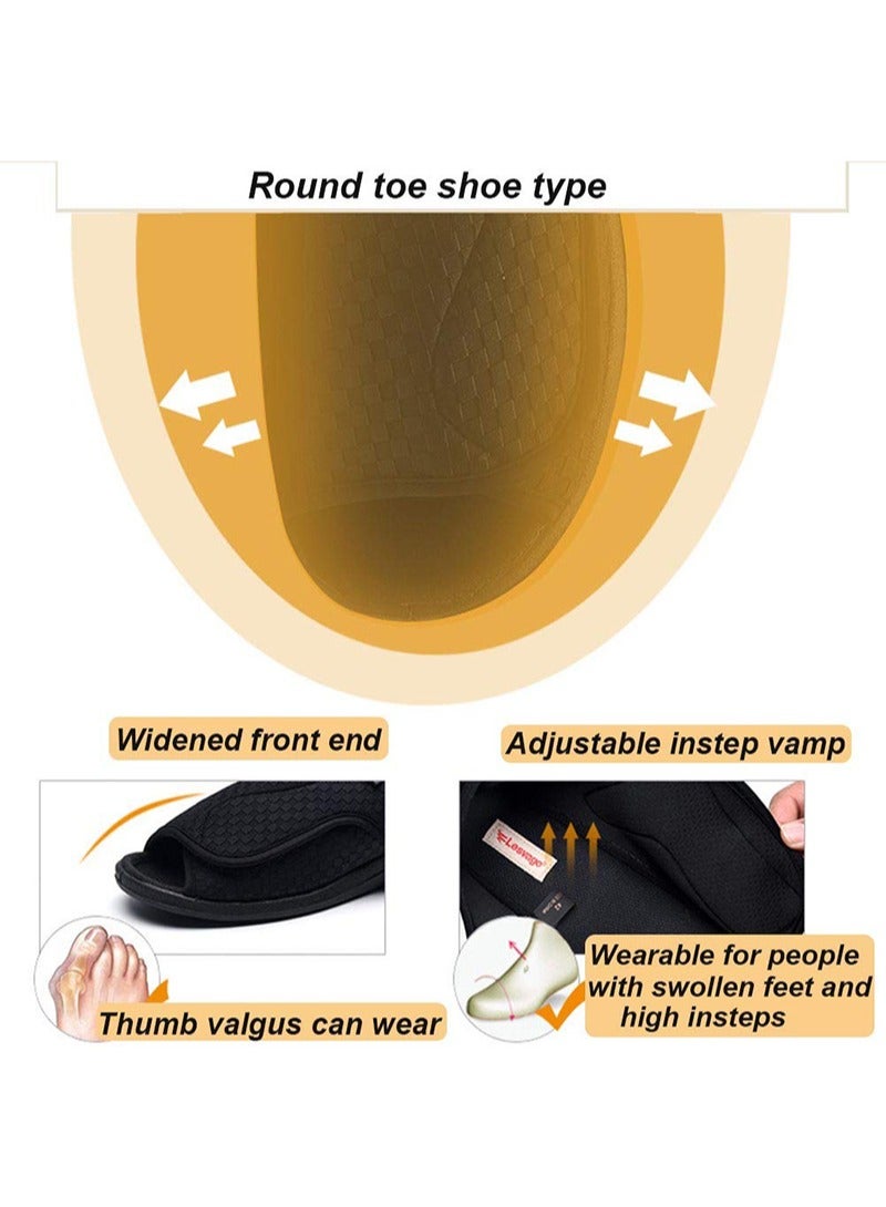 Lesvago Diabetic Shoes Adjustable Arthritis Edema Slippers for Elderly Extra Wide Width Open Toe Sandals  - Image 2