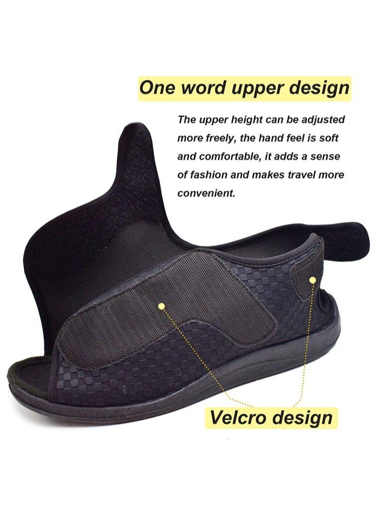 Lesvago Diabetic Shoes Adjustable Arthritis Edema Slippers for Elderly Extra Wide Width Open Toe Sandals  - Image 3