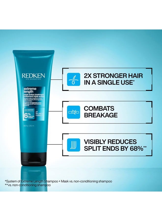 REDKEN قناع علاج ثلاثي الأبعاد لطول الشعر من ريدكن، قناع شطف مع البيوتين والنياسيناميد - Image 3