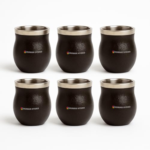 Human Hydro Stainless Steel Coffee Mugs Set of 6 – 150 ml Each | Premium Kulhad Cups with Dark Brown Textured Finish | Rust-Free, Durable & Spill-Proof Tea & Coffee Cups - Image 1