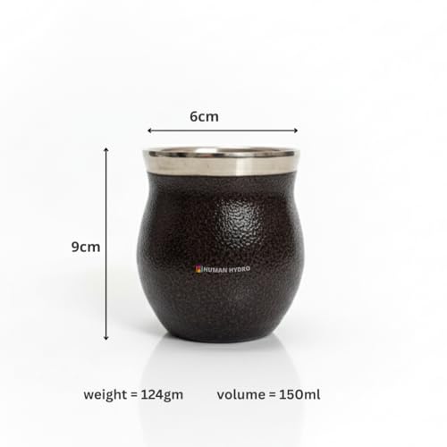 Human Hydro Stainless Steel Coffee Mugs Set of 6 – 150 ml Each | Premium Kulhad Cups with Dark Brown Textured Finish | Rust-Free, Durable & Spill-Proof Tea & Coffee Cups - Image 2